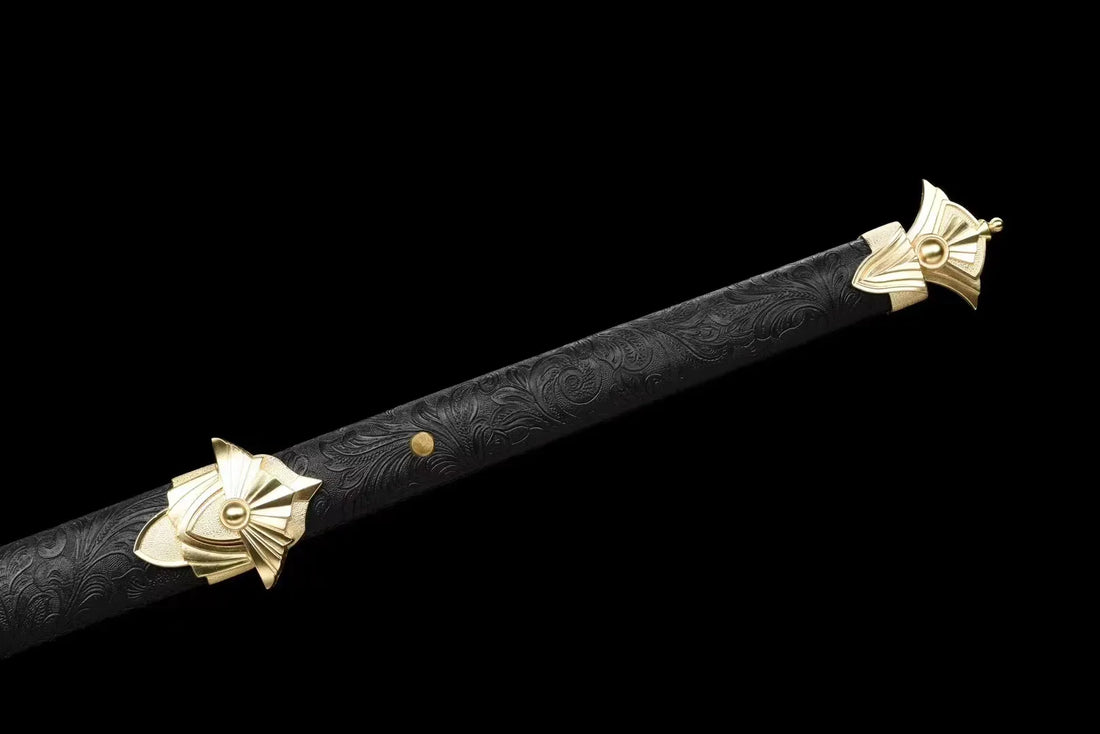 C13 SHADOW GILT Chinese Dao Sword Handmade High Manganese Steel Full Tang  Pear Wood Sheath