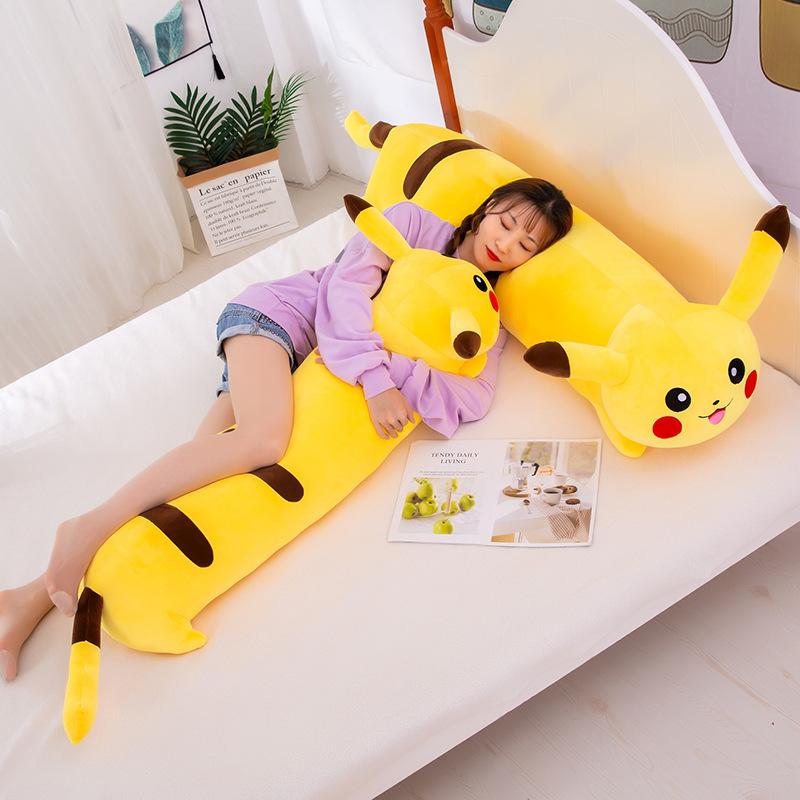 Long Pikachu plush toy cartoon pillow feather cotton soft body