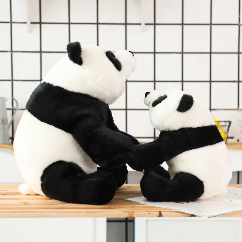 Simulation giant panda doll plush toy black and white bear soft particle long plushie