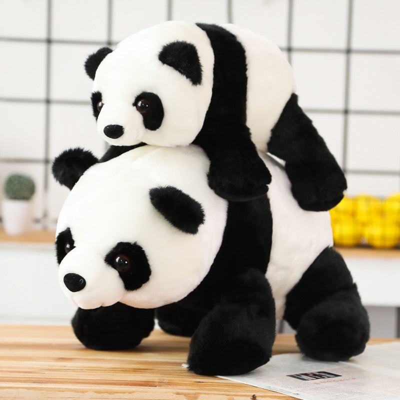 Simulation giant panda doll plush toy black and white bear soft particle long plushie