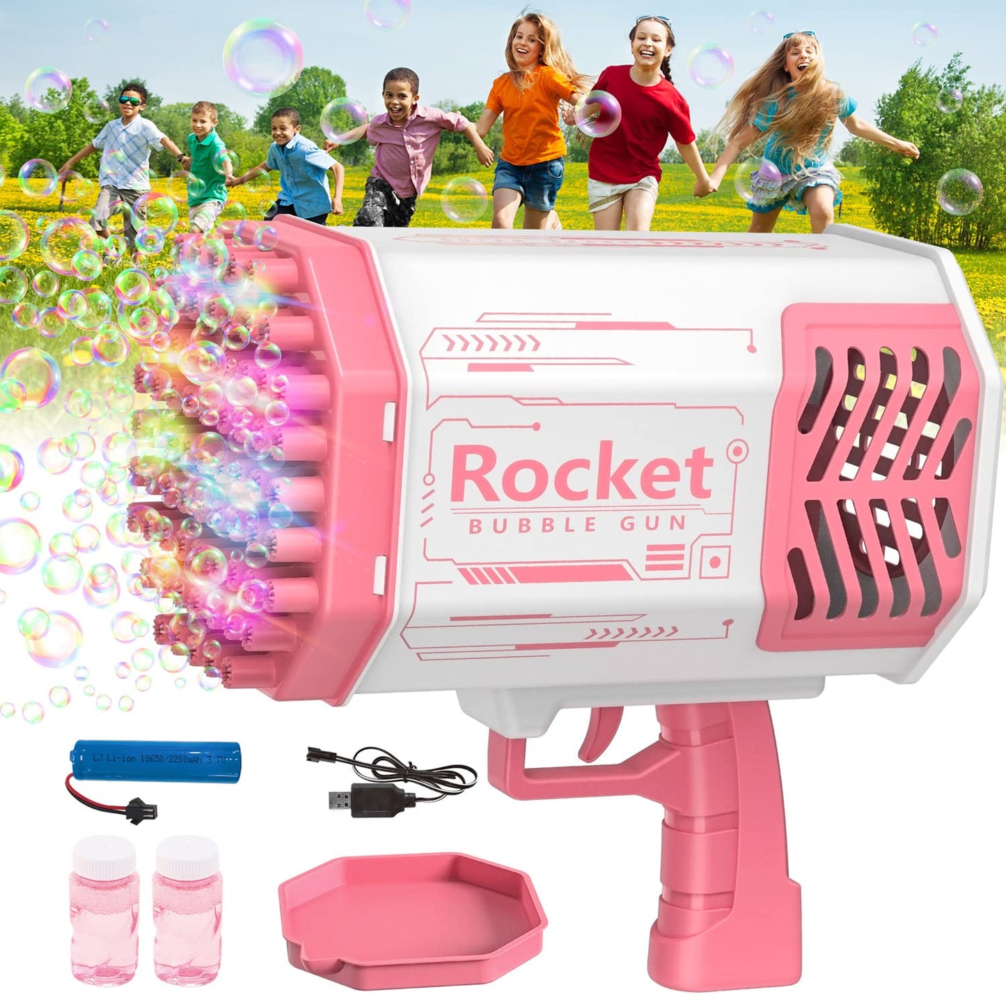 69 Holes Bubble Maker Bubble Gun For Kids with LED light